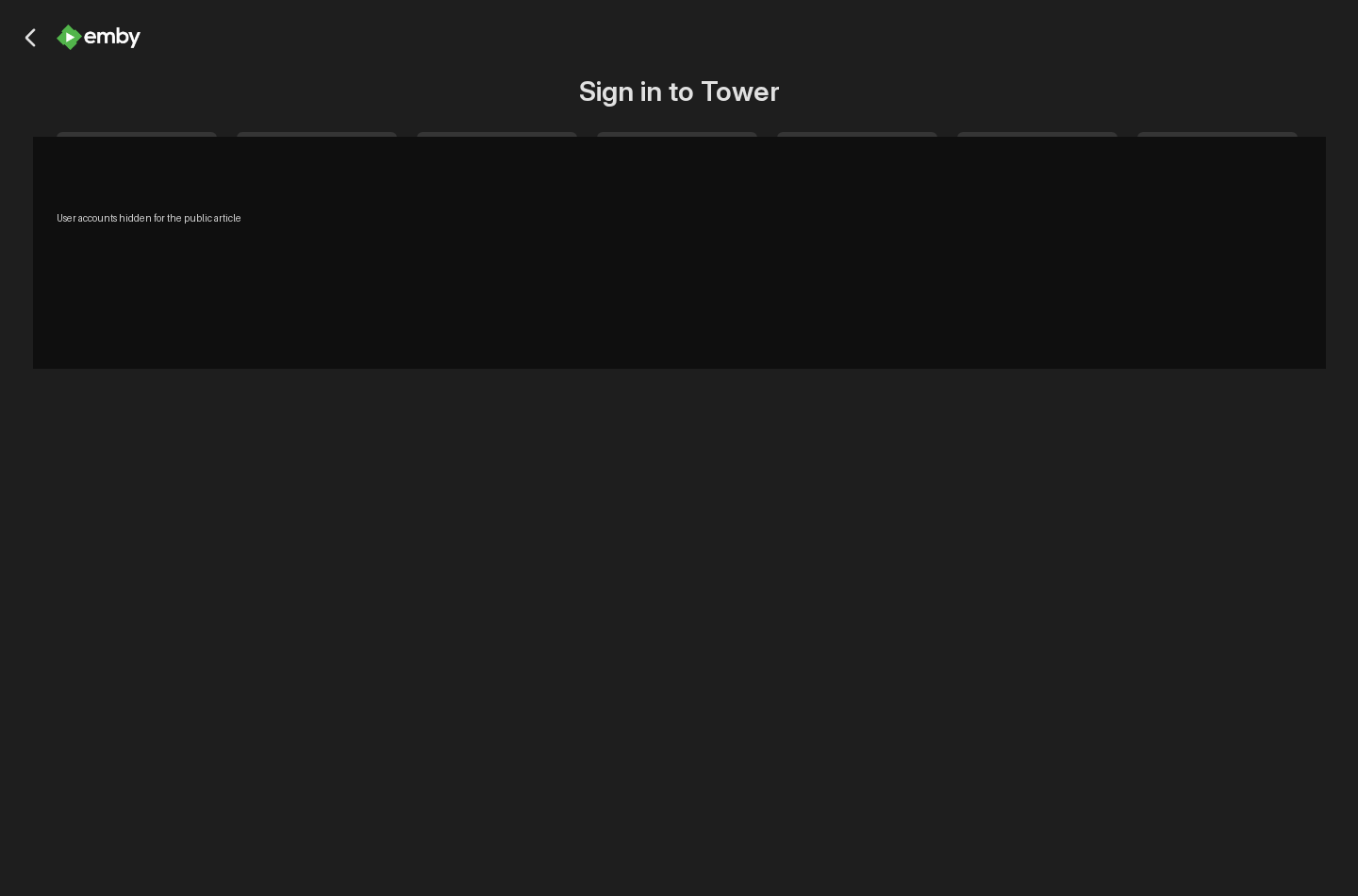 Jellyfin sign-in screen with account details hidden for public documentation.